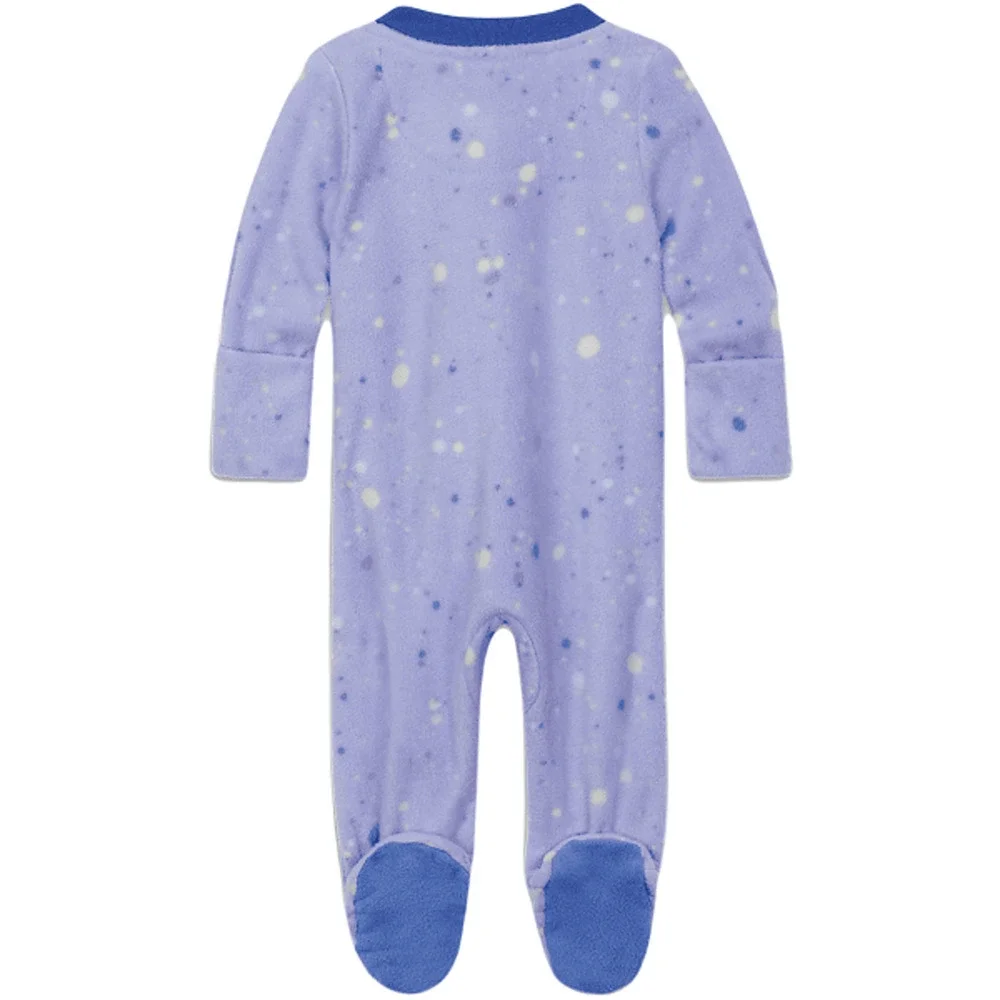 Nike Baby Girls Dot-Print Fleece Footie Coverall Purple Pulse Sleepwear 9 Months